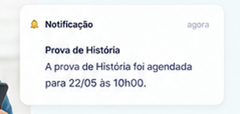 Notificação de prova agendada